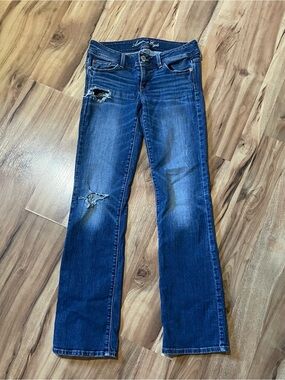 Y2K 2011 AE Slim Boot Denim 4R Low Rise Metallic Stitching  Indie Boho